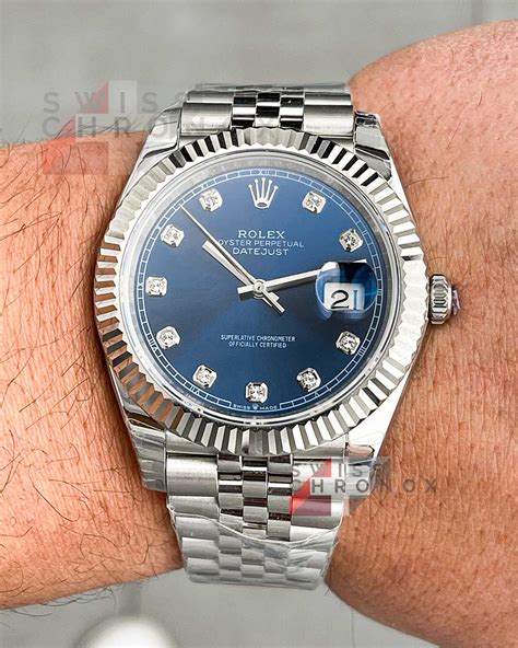 rolex datejust 41mm jubilee blue diamond dial 126334|rolex datejust 41 blue diamond.